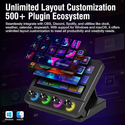 Macro Pad, Streaming Deck Stream Controller Soundboard Keypad, Programmable Keys USB Shortcut Keyboard for Gamer Streamer, Audio Mixer for OBS, YouTube, Office Desk Setup, PC, Mac