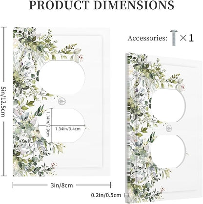 Decorative Outlet Covers Rustic Eucalyptus Leaves Green Leaf 1 Gang Duplex Light Switch Cover Plate Unique Wall Plate Electrical Switch Plate Covers for Bedroom Home Decor（2 Pack）