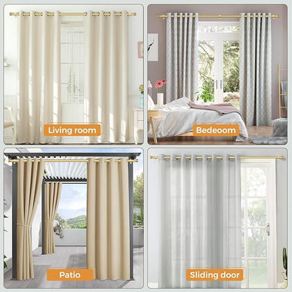 TONIAL Curtain Rod 32 to 58 Inch, Telescoping Splicing 3/4 Drapery Rods for Windows Decorative Single Rod with Small Cap End, Antique Gold