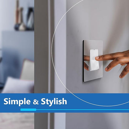 LIDER Decorator Wall Plate, Impact Resistant, Mirrored Acrylic, Plexiglass, Reflective Finish, Modern Upgrade, Screwless Light Switch/Outlet Cover, Mid-Size 1-Gang 4.88" x 3.11", Silver