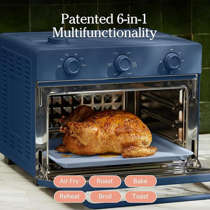 Our Place Large Wonder Oven | 6-in-1 Stainless Steel Air Fryer Toaster Oven Combo with Basket, Rack, Pan & Tray | 3-Rack, 32 QT, Large Capacity - Toast, Roast, Bake, Reheat, Broil & Steam | Blue Salt