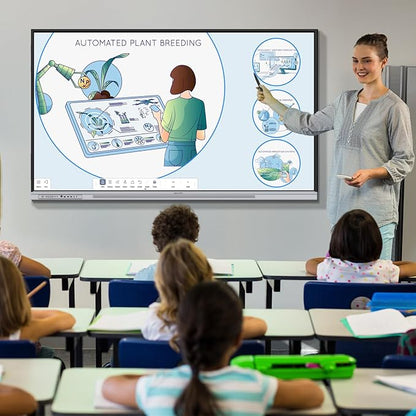 75 Inch 4K Smart Board - Google EDLA-Certified Interactive Whiteboard, Android 14, 50-Point Touch, Wireless Casting - Digital Whiteboard for Classrooms & Hybrid Offices (Board Only)