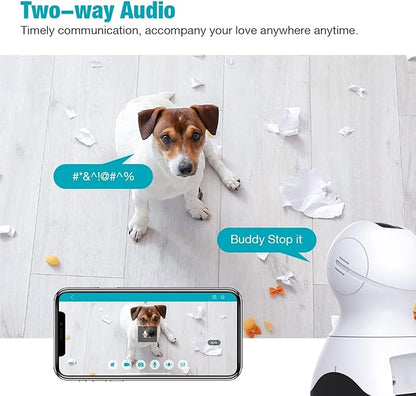 2.5K Security Camera Indoor, 360° Cameras for Home Security, 5G/2.4G WiFi Pet/Dog/Baby/Nanny/Cat Monitor Camera with Phone app, 2-Way Audio, Night Vision, 24/7 SD Card Storage, Cloud, Works with Alexa
