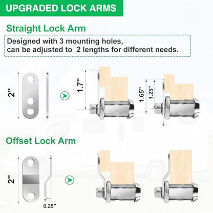 10Pack Cabinet Lock with Keys, 1-1/2" RV Storage Locks Keyed Alike, RV Locks for Storage Door, Camper Toolbox RV Cam Locks with Manual (Chrome - 10 Pack, 1-1/2 Inch)