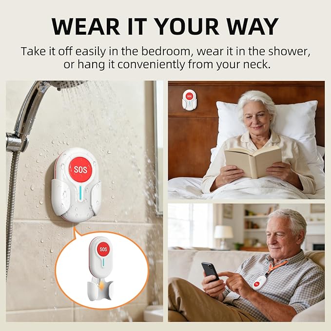 CallToU Caregiver Pager Wireless Call Button for Elderly at Home, Portable Nurse Alert System with Vibration/for Patients and Disabled, 500ft Ranger (2 Call Buttons + 1 Receivers)