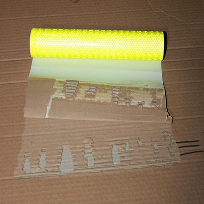 Fluorescent Yellow Reflective Tape 12 inch, Outdoor Waterproof High Visibility Warning Safety Industrial Marking Tape (11 feet)