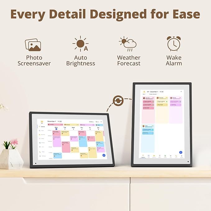 Dragon Touch 10.1 inch Digital Calendar Chore Chart – Interactive Touchscreen, Smart Family Planner, Hearth Display Desk Digital Calendar Seamless Scheduling Black