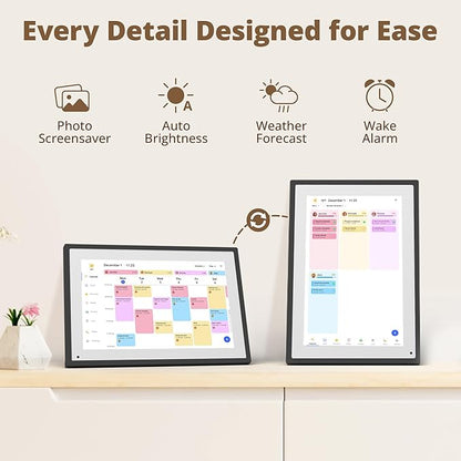 Dragon Touch 10.1 inch Digital Calendar Chore Chart – Interactive Touchscreen, Smart Family Planner, Hearth Display Desk Digital Calendar Seamless Scheduling Black