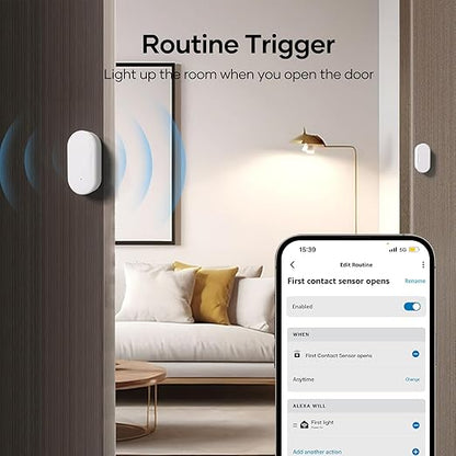 Zigbee Door Sensor 2 Pack, Mini Smart Door Sensor, Home Automation, Kid Safety, Compatible with SmartThings, Alexa, Home Assistant, Aeotec, Hubitat, Homey with Build-in Zigbee Hub, Hub Required