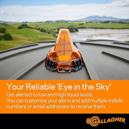 Gallagher Satellite Liquid Monitoring System - Wireless Water Level Indicator for Water Tanks, Troughs, Liquid Fertilizer Tanks & Irrigation - Reliable Satellite Connection Water Level Sensor