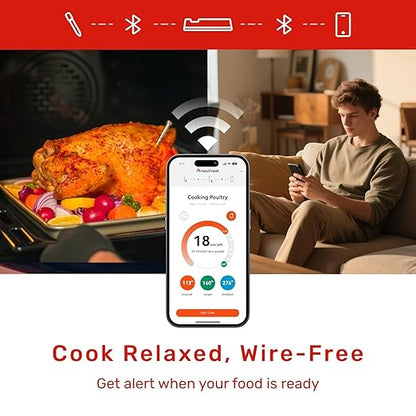 S Pro Wireless Meat Thermometer, Bluetooth Thermometer, Smart Digital Wireless Meat Thermometer with App Control, IP69 Waterproof, Digital Cooking Thermometer for BBQ, Oven, Grill, Smoker