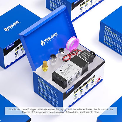 TAILONZ PNEUMATIC 1/4"NPT Solenoid Valve 3V210-08 24V Single Coil Pilot-Operated Electric 2 Position 3 Way Connection Type(Outlet wire)