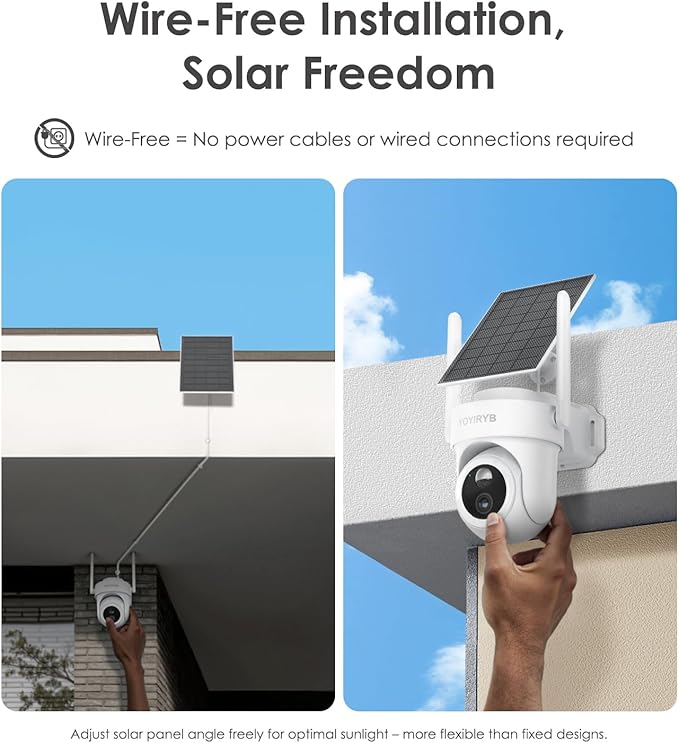4K Security Cameras Wireless Outdoor, No Subscription, Works in -14°F Cold [2025 New] Solar-Powered Home Security Camera System with 360° Auto Tracking, Color Night Vision, 5G & 2.4G WiFi, Easy Setup