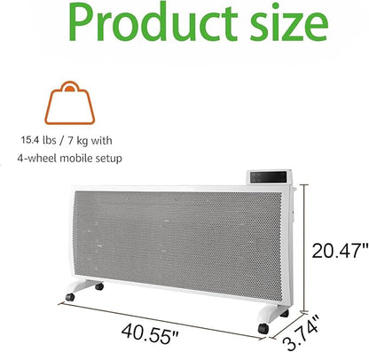 Infrared Space Heater: 1500W Portable Stand or Wall Mount Smart Electric Heater for Indoor Use Remote Control Bedroom & Office