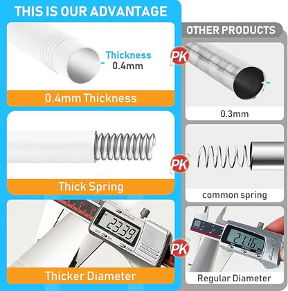Shower Curtain Rod 42-73 Inch White Shower Rod 7/8" Tension Curtain Rod Adjustable Curtain Rods No Drilling Shower Tension Rod Shower Curtain Tension Rod for Bathroom Windows Doorways