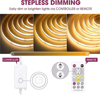 EMITEVER RF Remote Dimmer for Single Color LED Strip Lights,14-Key Wireless Remote and Controller,Work with DC 5-24V LED Products,Timer Function