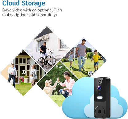 Wireless Video Doorbell with Indoor Receiver, Enhanced Security with AI Human Detection, 2-Way Audio, Night Vision,Real-Time Alerts, Cloud Storage, Smart Home Protection (Purple)