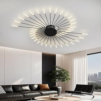 Modern Ceiling Light Flower Shape, Metal Firework Ceiling Lamp with Plug-in LED Source, Lighting Fixture for Living Room Dining Room Bedroom, Natural Light