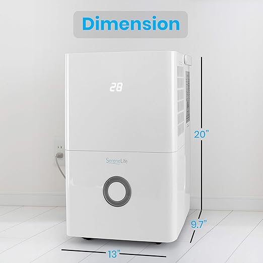 SereneLife 30-Pint Electric Home Compact Dehumidifier - 1500 Square Feet Quiet Electric Dehumidifiers For Home Closet Basement w/ 4L Water Tank Capacity, Removes - SLDEHU30