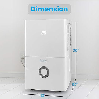 SereneLife 30-Pint Electric Home Compact Dehumidifier - 1500 Square Feet Quiet Electric Dehumidifiers For Home Closet Basement w/ 4L Water Tank Capacity, Removes - SLDEHU30