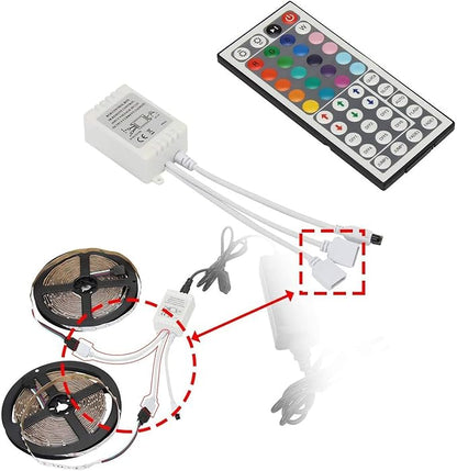 SUPERNIGHT RGB Light Strip Remote Controller, 2-in-1 4 Pin Dimming Dimmer Brightness Flash Mode Control Options for LED Tape Light,12V DC LEDs Rope Lighting (2 Ports)