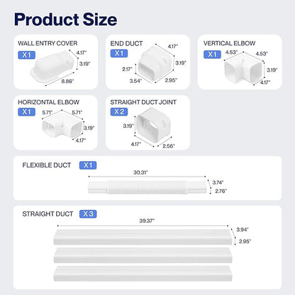 DELLA 4" 13 Ft Mini Split Line Set Cover with Flexible Duct, Decorative PVC Lineset Cover Kit, Paintable for Air Conditioner, Central AC, HAVC & Heat Pumps Systems Tubing Cover, White