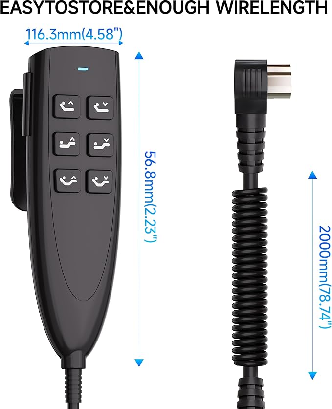 Okin 6 Button Adjustable Bed Remote 5 Pin Wired Adjustable Bed Remote Control Replacement Parts, HS.13.06.17