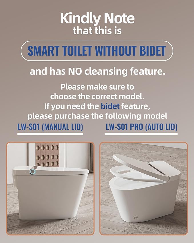 Smart Toilet Lite without Bidet, One Piece Elongated Modern Toilet with Heated Seat, Pump-Assisted Auto Flush, Foot Sensor Operation, Night Light, Built-in Water Tank, Blackout Flush