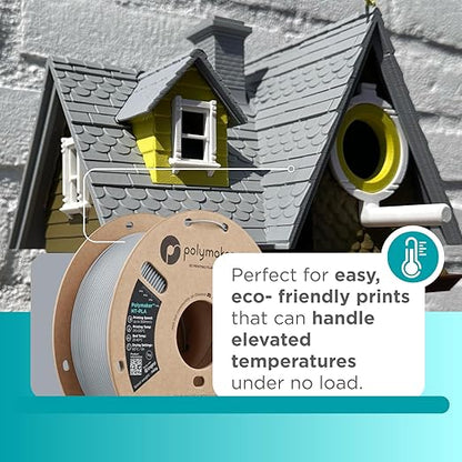 Polymaker HT-PLA Filament 1.75mm Grey, High Temp PLA for 3D Printing, Heat Stable Up to 150°C, Easy to Print, Works with Most FDM Printers, 1kg Spool