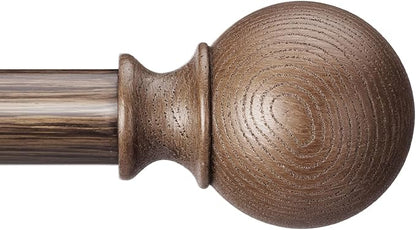 BRIOFOX Walnut Wood Curtain Rods for Windows 28 to 48 Inch(2.3-4ft)- 1'' Diameter Heavy Duty Curtain Rods with Imitation Wood Grain Pattern Finials,Adjustable Decorative Curtain Rods Set,28-48''