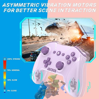 Bluetooth Controller for Switch/Mac/PC/Steam/Mobile Phone/iOS/Android//TV/iPad/Table/Apple Arcade MFi Games, switch pro controller wireless with Adjustable Dual Motion,Turbo,Macros,6-Axis,Wake Up for Black Myth: Wukong (Black) (Purple) (Purple)
