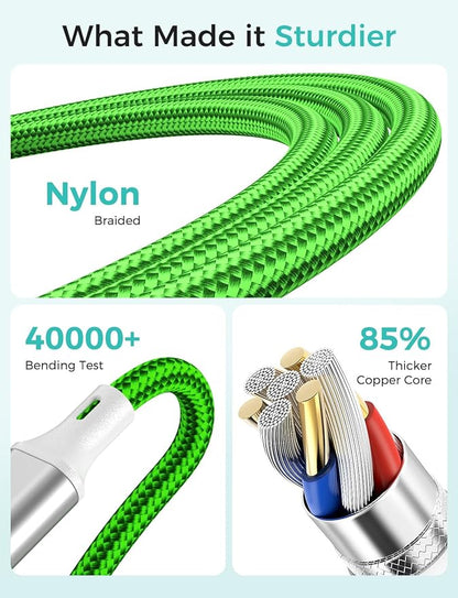 Travel Essentials,4 in 1 for Apple Watch Charger/iPhone Charger/Multi Charging Cable,Vacation RV Camping Essentials,USB C/L/Micro Portable Charger for iWatch 11-1/iPhone 17-12,Car&Gift-Green
