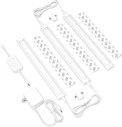 EShine 3 Pack 12 inch White Smart Dimmable LED Under Cabinet Lighting Kit Compatible with Alexa, Google - Cool White (6000K)