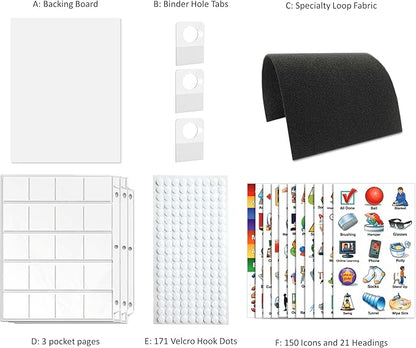 SchKIDules V-KIt - Portable, Binder-Ready Visual Schedule for Kids w/8.5x11" Backboard & 150 laminated Icons plus 21 Headings