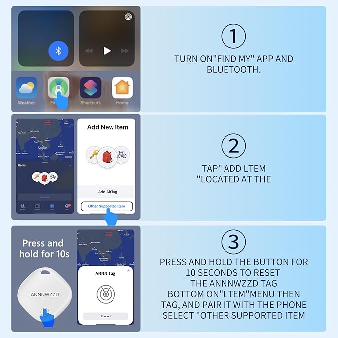 ANNNWZZD Air-Tag 2 Pack Item Finders with Apple Find My APP (iOS Only) Air Tags Help You Track Your Keys, Wallet, Luggage, Backpack, Super Lightweight (White+Black, 2 Pack)