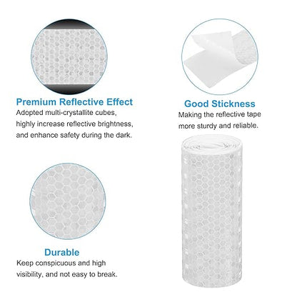 PATIKIL 4 Inch x 10 ft Reflective Tape, 1 Roll Waterproof Self Adhesive High Visibility Caution Warning Safety Tape Reflector with Scraper for Trucks Trailers Cars, White