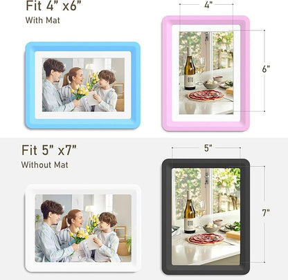 5x7 Picture Frame, Clear Acrylic Photo Frame with White Mat for 4x6 Photos, One-Piece Shatterproof Tool-Free Design, UV-Resistant Waterproof Tabletop Frame for Home Office Decor with 10-Year Warranty