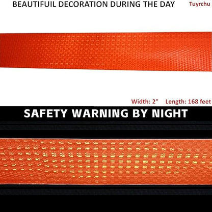 Orange Reflective Tape Outdoor Waterproof 2 inch Wide, High Visibility Industrial Marking Tape, Safety Adhesive Stickers (168 feet)