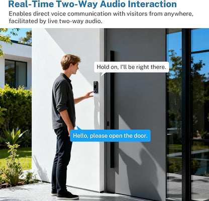 Doorbell Camera Wireless with Indoor Receiver, Battery Powered, AI Human and Motion Detection, 2 Way Talk, 1080P Night Vision, Cloud Storage (Sold Separately)