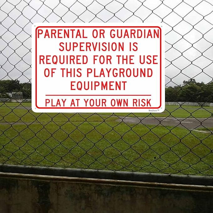 Playground Safety Sign,Security Warning Signs,Outdoor/Indoor Safety Sign "Parental/Guardian Supervision Required For Use Of This Playground Equipment" 16"x24" Aluminum Sign