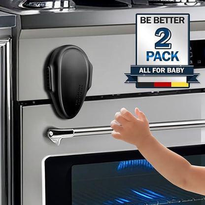 Oven Lock Child Safety (2Pack), Childproof Oven Door Lock, MCOTOP Oven Safety Lock, Heat-Resistant Material no Tools Need or Drill, Oven Door Lock Child Safety Easy to Install (Black)