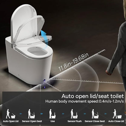 Casta Diva Smart Toilet, Wider Bidet with Heated Seat, Auto Open/Close, Warm Water, Foot Sensor Auto Flushing, Modern Japanese Toilet for Bathroom with Remote Control 1.28GPF(CD-K010)