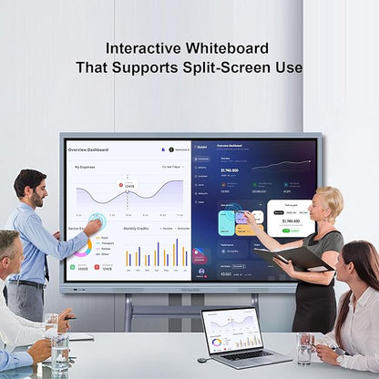 55" Smart Board, 4K Digital Whiteboard with Dual System (Android/Windows), Interactive Whiteboard, Smart Board for Classroom, Office & Home (Wall Mount Included)