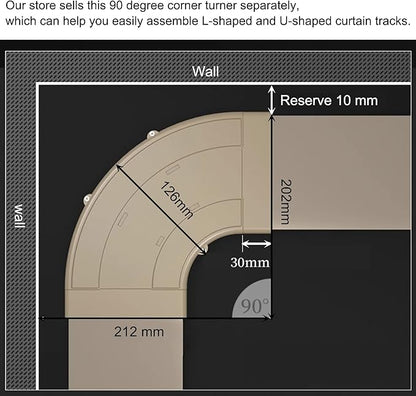 Ceiling Mounted Curtain Track System - Double Rails for Curtains & Drapes - Room Dividers - Sliding Curtain Rail for Window (champagne, 3m)