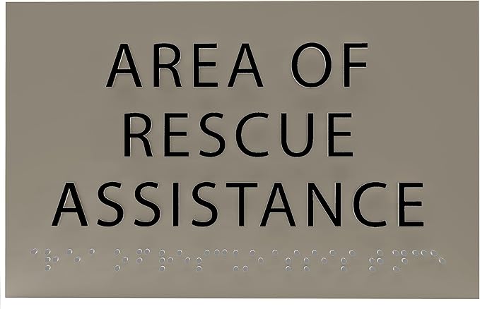 6" X4" Area of Rescue Assistance Sign- Tactile Graphics Grade 2 Braille Text ADA Compliant Sign |ADA Compliant Plastic Signs for Schools, Offices, Businesses, Apartments & Restaurants