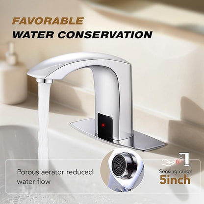Gangang Commercial Touchless Bathroom Sink Faucet Cold and Hot Water Automatic Motion Sensor Basin Tap Mixer with Mixing Valve and Cover Plate (FBA 2)
