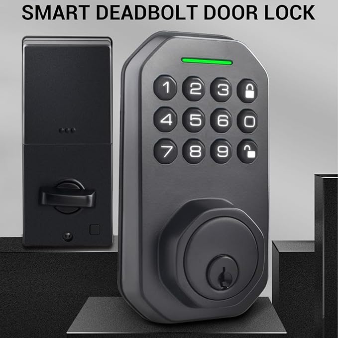 Smart Deadbolt Door Lock with Digital Electronic Keypad, Alloy Construction, 2 Keys - Auto Locking, Virtual Password Security, Suitable for Home Apartment Villa