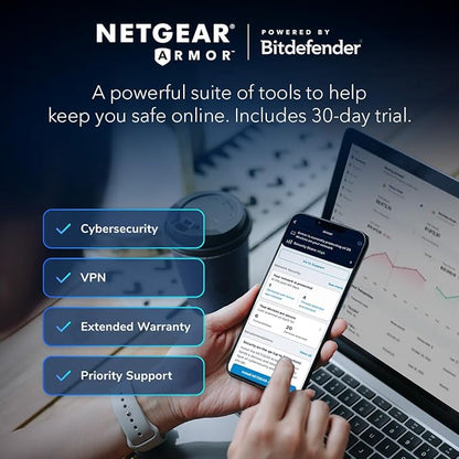 NETGEAR Orbi 870 Series Tri-Band WiFi 7 Mesh System (RBE873) - Router + 2 Satellite Extenders, Security Features, Up to 21 Gbps, Covers Up to 9,000 Sq. Ft., 150 Devices, 10 Gig Internet Port, BE21000
