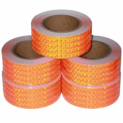 Orange Reflective Tape Outdoor Waterproof 2 inch Wide, High Visibility Industrial Marking Tape, Safety Adhesive Stickers (68 feet,5 Rolls)