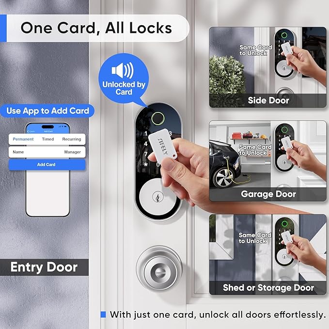 Bluetooth Fingerprint Smart Deadbolt Lock with Keypad – Fits Most US Doors, DIY Install, Keyless Entry: Code, FOB, Auto-Lock. Ideal for Home, Airbnb & Rental, Kids & Seniors. Alexa & Google Compatible